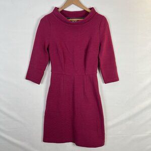 Boden Zoe Dress Size 4R Pink Long Sleeve Ribbed Mock Neck Ponte Fabric Cotton